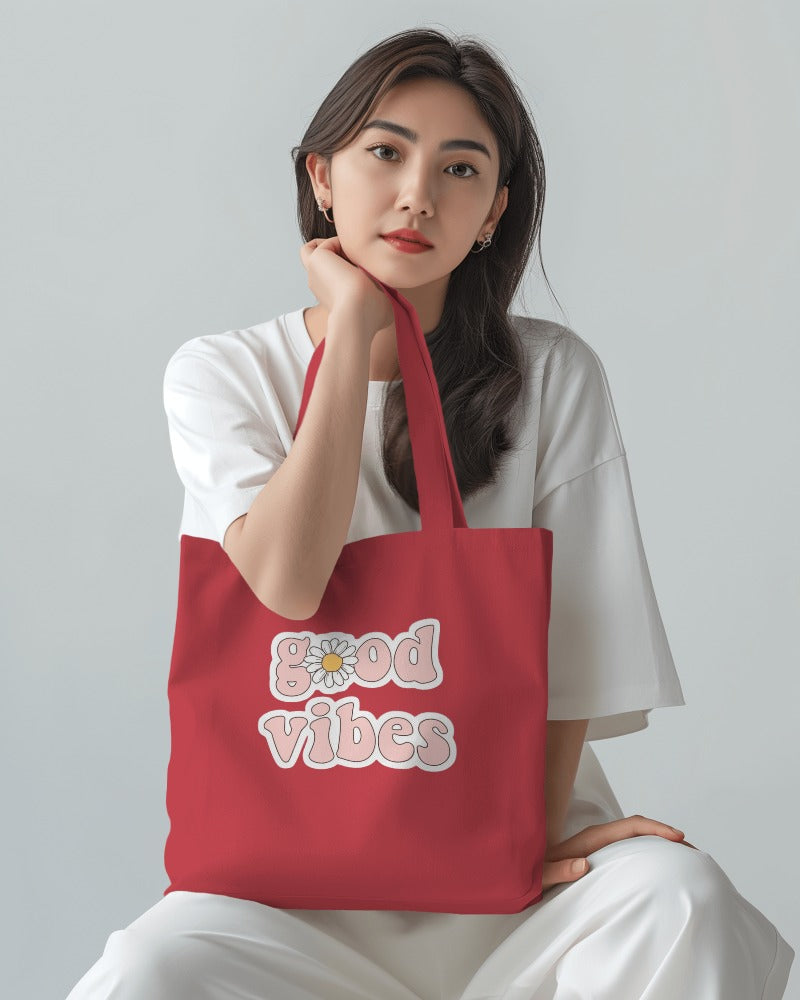 Tote Bag - Good Vibes Pink Print