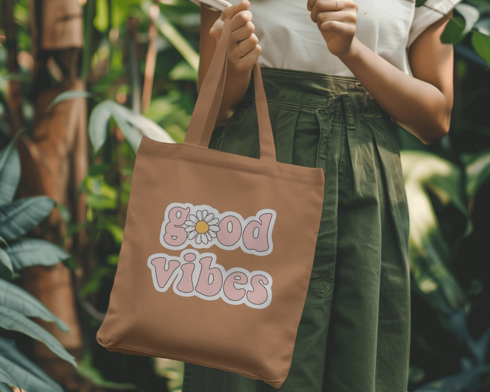 Tote Bag - Good Vibes Pink Print
